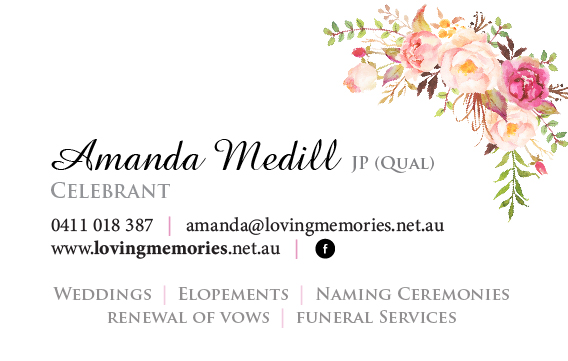 Loving Memories Amanda Medill JP qualified celebrant in Townsville North Queensland