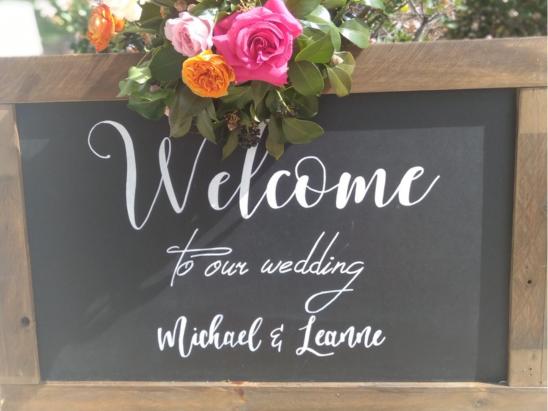 Rustic chalkboard welcome marriage ceremony sign for wedding in Townsville with celebrant Amanda Medill