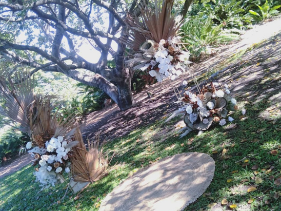 Boho wedding flowers and decorations for marriage ceremony in Townsville performed by celebrant Amanda Medill