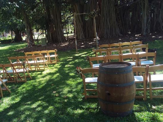Marriage ceremony lawn furniture at wedding in Townsville with celebrant Amanda Medill