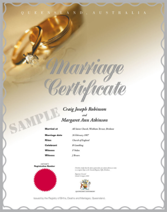 Marriage certificate sample